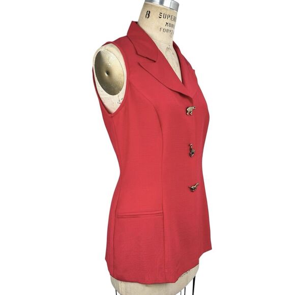 VTG 90s Melissa Harper Shirt Vest 8T Safari Elephant Gold Button Office Business - Picture 11 of 16